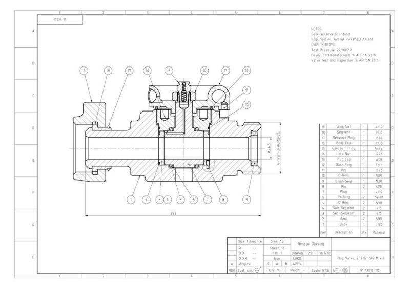 3 " API Oilfield Plug Valve/ High Pressure Plug Valve - Thread Connection 6000psi