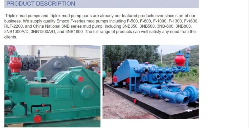 China Manufacturers Triplex Single Action 3NB350 Drilling Piston Mud Pump