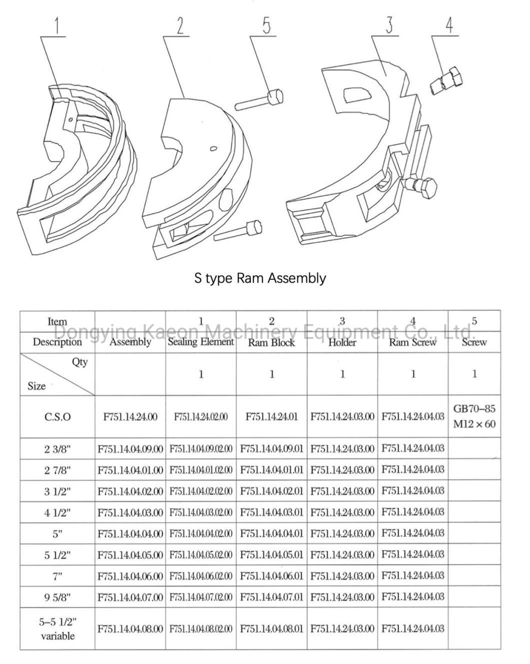 Oil Gas Field Well Drilling Rig Well Control Equipment Spare Parts Shear Drill Pipe RAM Rubber Seal of API 16A 35MPa 5000 Psi Annular RAM Bop/Blowout Preventer