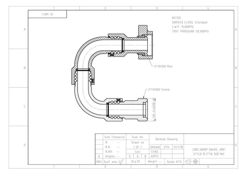 High Pressure Active Elbow/ Swivel Joint/ Chiksan Joint with H2s Service in Oilfield