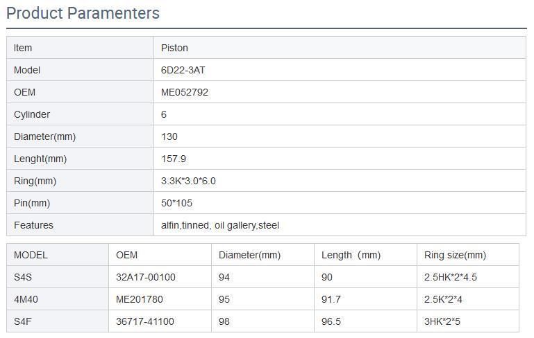 Piston Assemblyheavy Duty Truck Vehicle Parts