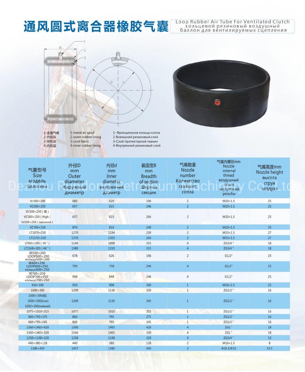 Clutch Rubber Air Tube Used on Common Interchangeable Pneumatic Clutch/ Ventilated Pneumatic Clutch/ CB Clutch