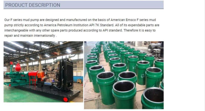 F500 F800 F1000 F1600 Mud Pump Cylinder Liners API Oilfield Drilling Equipment
